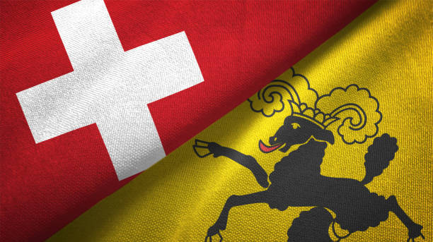 Schaffhausen canton and Switzerland flag together realtions textile cloth fabric texture